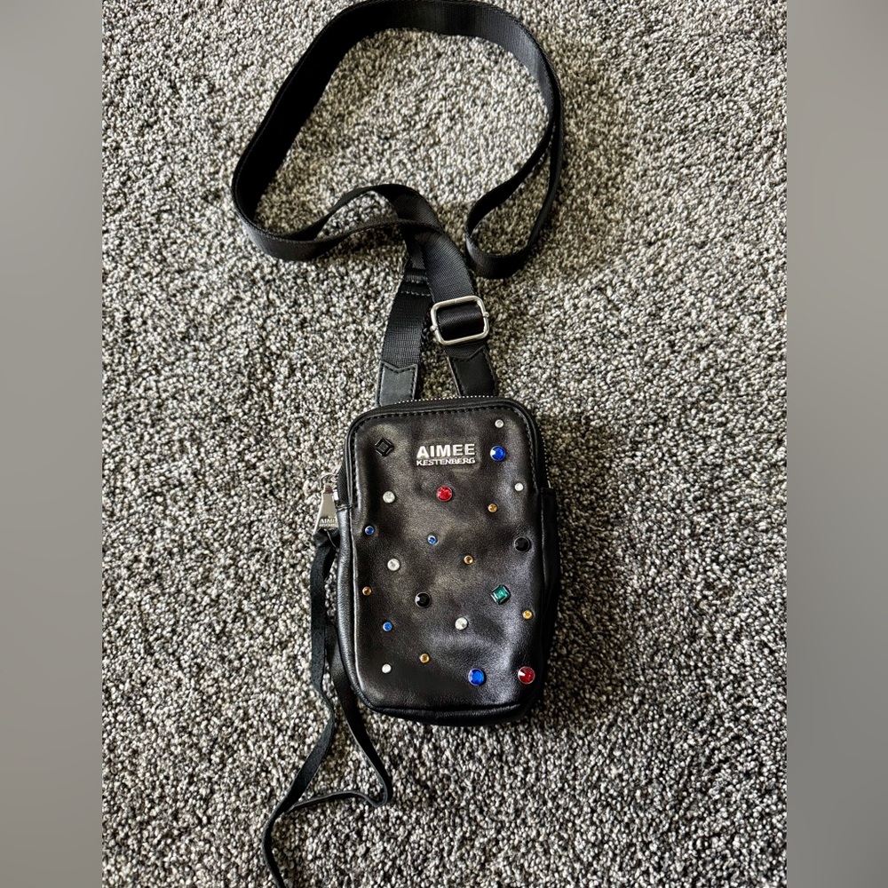 Aimee Kestenberg Black Starlilght Leather Crossbody Bag Purse Just Saying